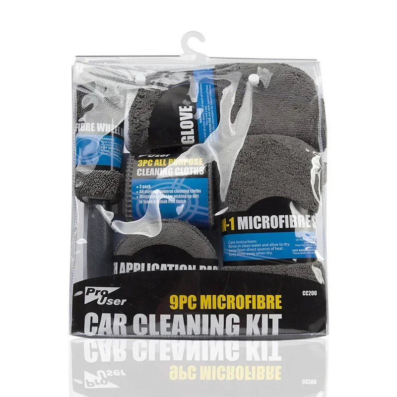 CarWashCleaning9pieceSetAutomobileTireBrushWaxedCottonTowel