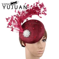 Fashion Feathers Hats Sinamay Fascinators Chapeau Elegant Women Hair Fedora Accessory Ladies Party Tea Race Headwear With Clips 6