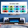 Fireplace TV Stand with 36" Fireplace, 70" Modern Entertainment Center LED Lights,TV Console Cabinet for TVs Up To 80" 5