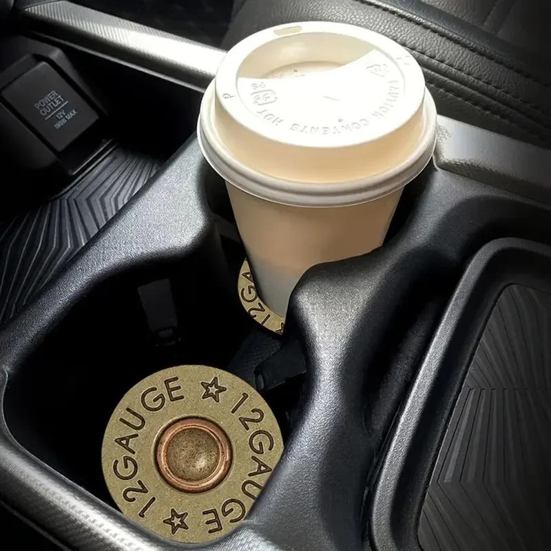 2pcs Bullet Base Pattern Car Coasters for Car Home and Office Desk Coasters Gift for Dad Non-slip Car Coasters