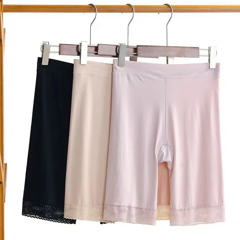 SafetyShortsWomenPlusSizeSummerHighWaistSeamlessIceSilk