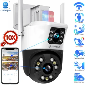 Outdoor Wifi IP Camera Dual-Lens Dual-Screen PTZ Camera 2-in-1 Linkage Camera Human Auto Tracking Two Way Audio Camera Camhi APP