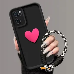 Universal Phone Case with Lanyard Wrist Strap - OPPO Find X3 lite (Black Rose)