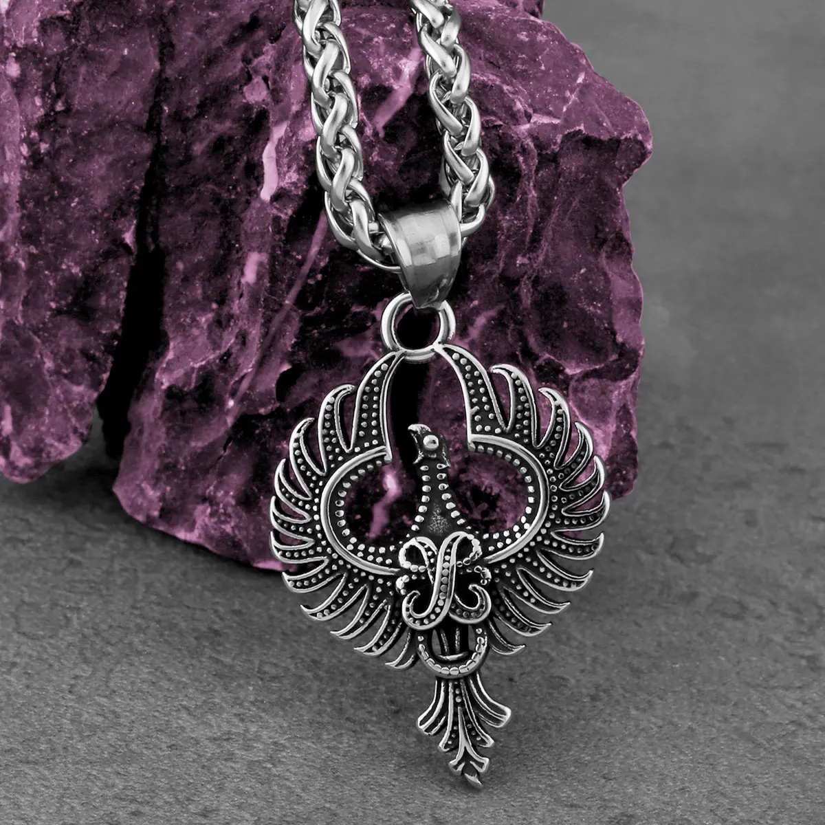 창의적인 매력 가득한 힙합 바이커 스타일의 패션 동물 피닉스 부적 목걸이, 남녀공용 심플한 빈티지 쥬얼리 도매 창의적인 매력 가득한 힙합 바이커 스타일의 패션 동물 피닉스 부적 목걸이, 남녀공용 심플한 빈티지 쥬얼리 도매