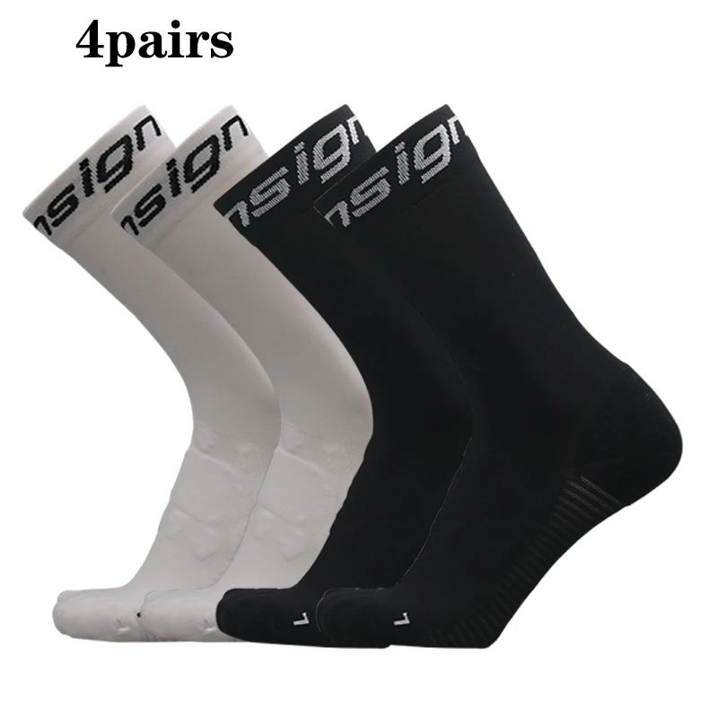 4 pairs New Cycling Socks Top Quality Professional Brand Sport Socks Breathable Bicycle Sock Outdoor Racing Big Size Men Women