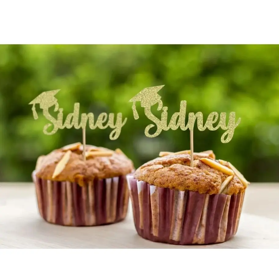 

24 шт. пользовательские выпускные капкейки, градиентные капкейки, золотые капкейки, пользовательские капкейки, технические украшения