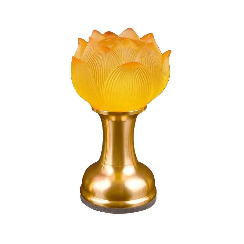 Charge Plug In Coloured Glass Lamp LED Buddha God of Wealth Temple Pray Household Crystal Ever Burning