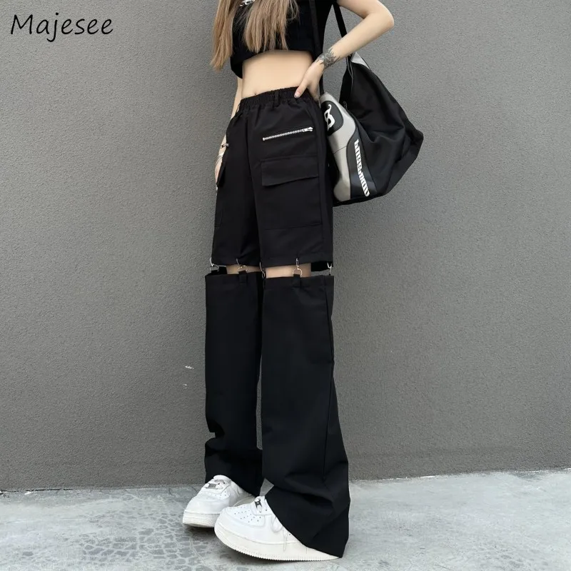 

Cargo Pants Women Casual Baggy Cozy High Waist All-match Streetwear Detachable Fashion Ulzzang Spring Chic Solid Cool Trousers