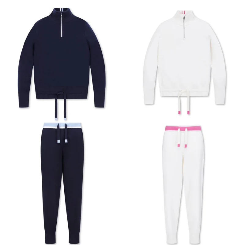 

23 зимняя новая одежда для гольфа Женский комплект модный теплый вязаный свитер повседневные брюки с высокой талией