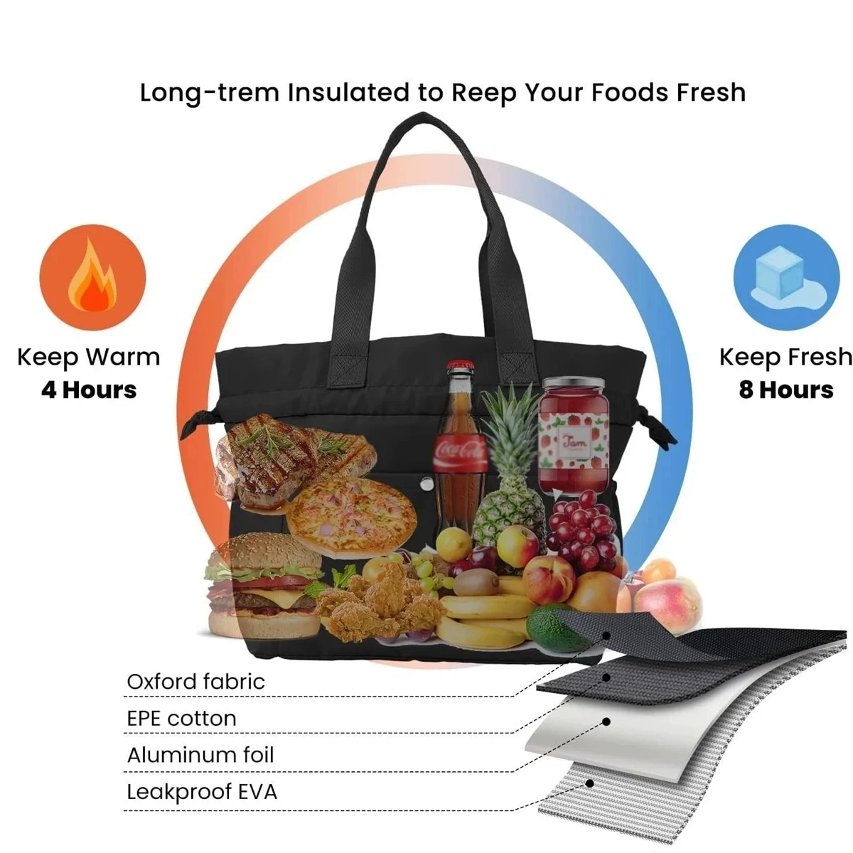 الرباط العزل حقيبة الغداء المحمولة سميكة الألومنيو...