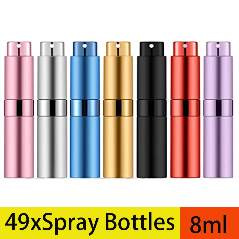 

49Pcs 8ml Perfume Travel Refillable Portable Perfume Atomizer Refillable Empty Mini Size Spray Bottle for Men&Momen