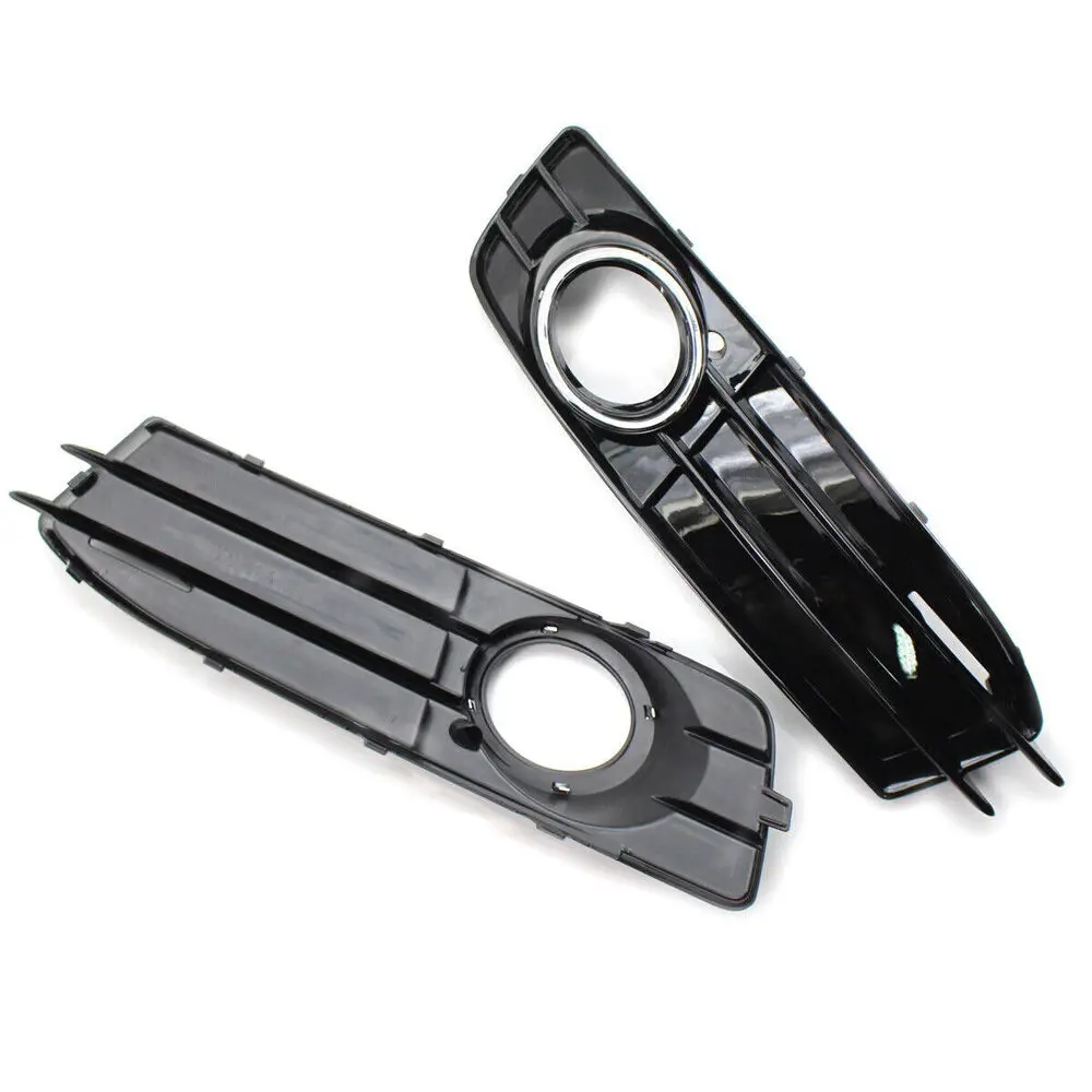 Rejilla Protectora Para Faros Antiniebla Audi A3 8P S-Line 2009-2012 - Negro Con Anillo Negro, ABS