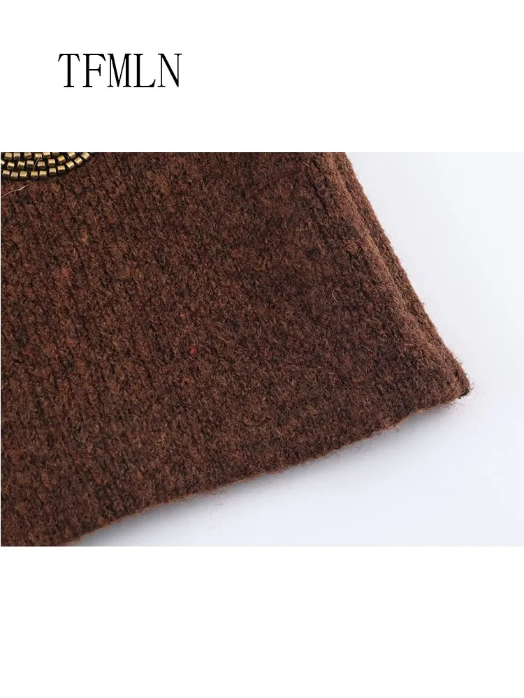 2026 New Women Beading Short Sleeved Knitted Sweater Sweet Girls O-neck Soft Chic Causal Pullover Top Retro Street Knitwear