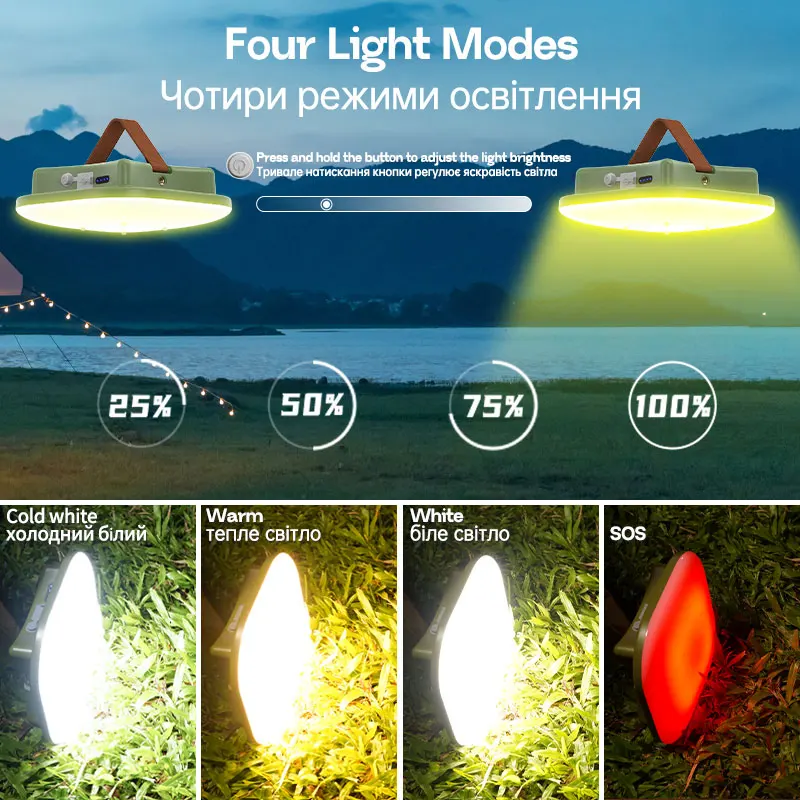 Outdoor Camping Light Portable Rechargeable LED Magnet Battery Tent Lamp For Fishing Household Emergency