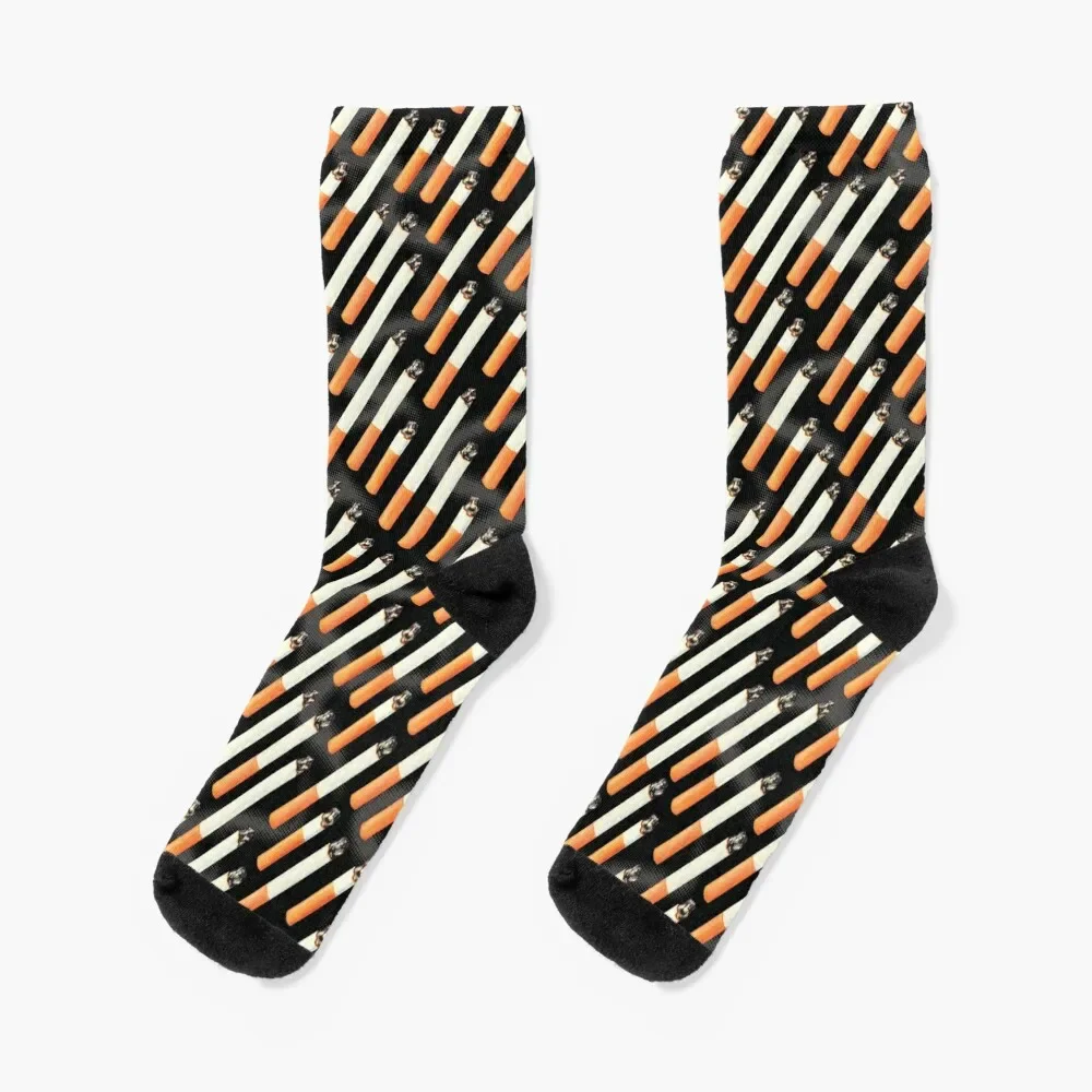 Cigarette Pattern - Black Socks crazy Lots Men Socks Women's