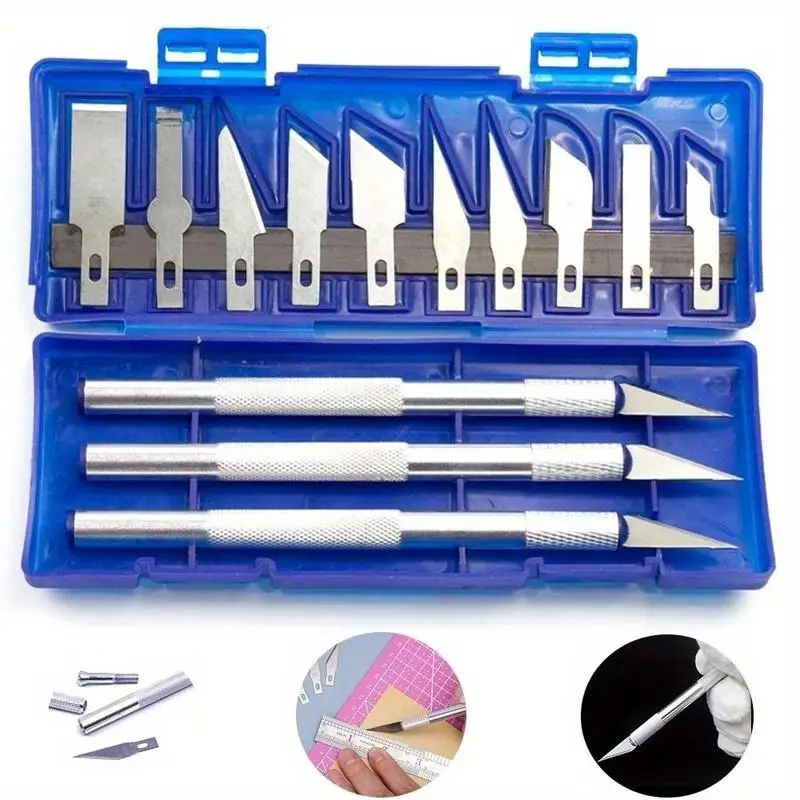 13PCS 정밀 커터 세트 수공구 공예 취미용 종이 절단 조각 알루미늄 합금 블레이드 DIY 박스 포함