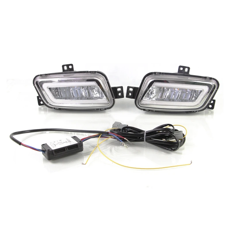 

2Pcs For Ford With Yellow And White LED Fog Light Daytime Running Light Everest 2016-2019