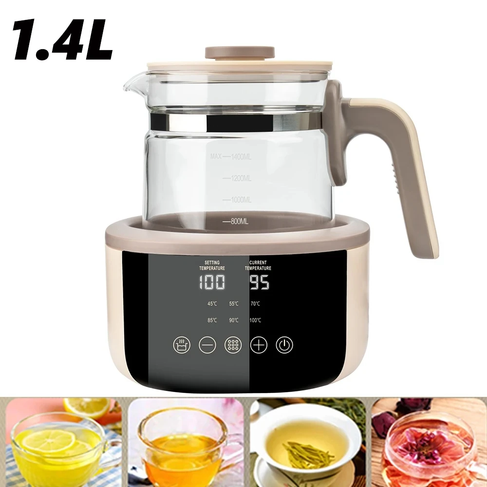 1.4L Electric Kettle 220V 800W Multi-function Glass Health Preserving Pot Flower Tea Milk Boiler  Portable Home Dessert Cooker