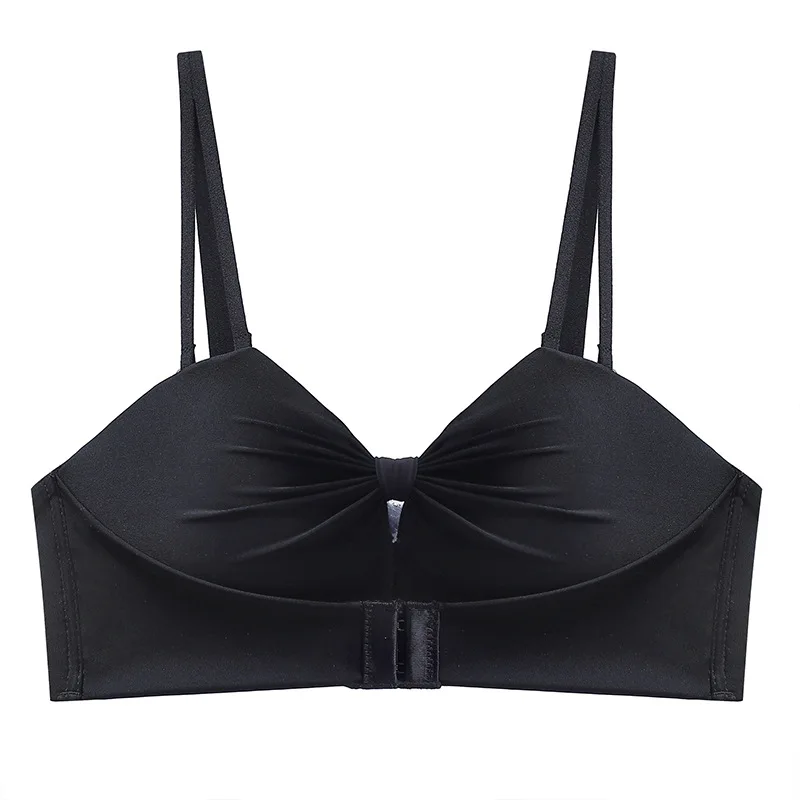 Women Front Closure Gathered Bra 1/2 Half Cup Invisible Lingerie Strapless Sexy Push Up Underwear Seamless Bralette Brassiere