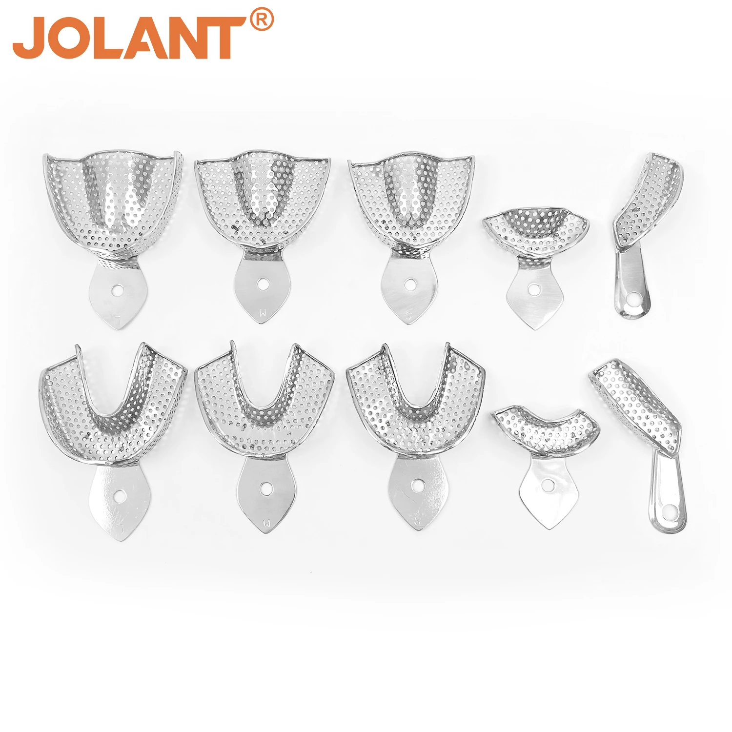 

2pcs/set JOLANT Dental Impression Tray Stainless Steel Autoclavable Upper Lower Teeth Tray Denture Instrument Trays Dentist Tool