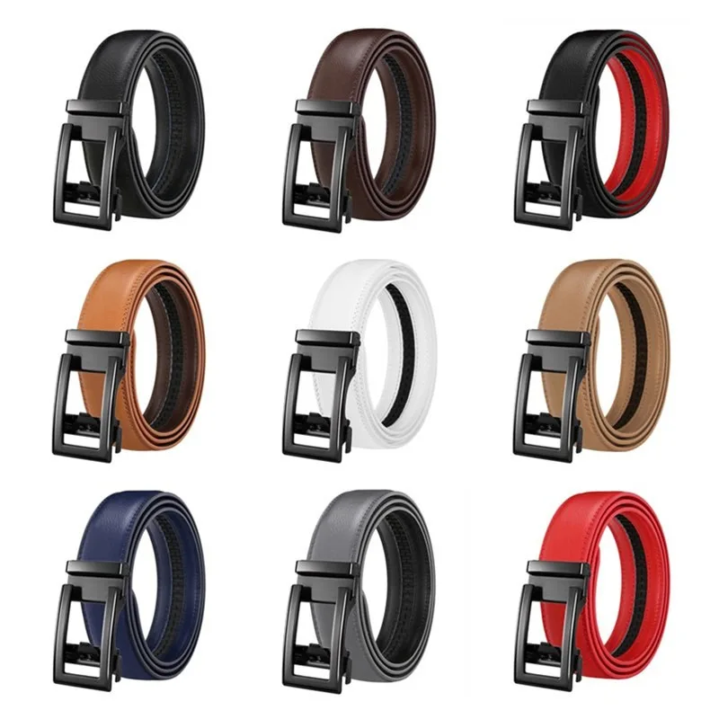 Luxury Men's Leather Belt - High Quality Designer Craftsmanship in White, Blue, Red, Brown