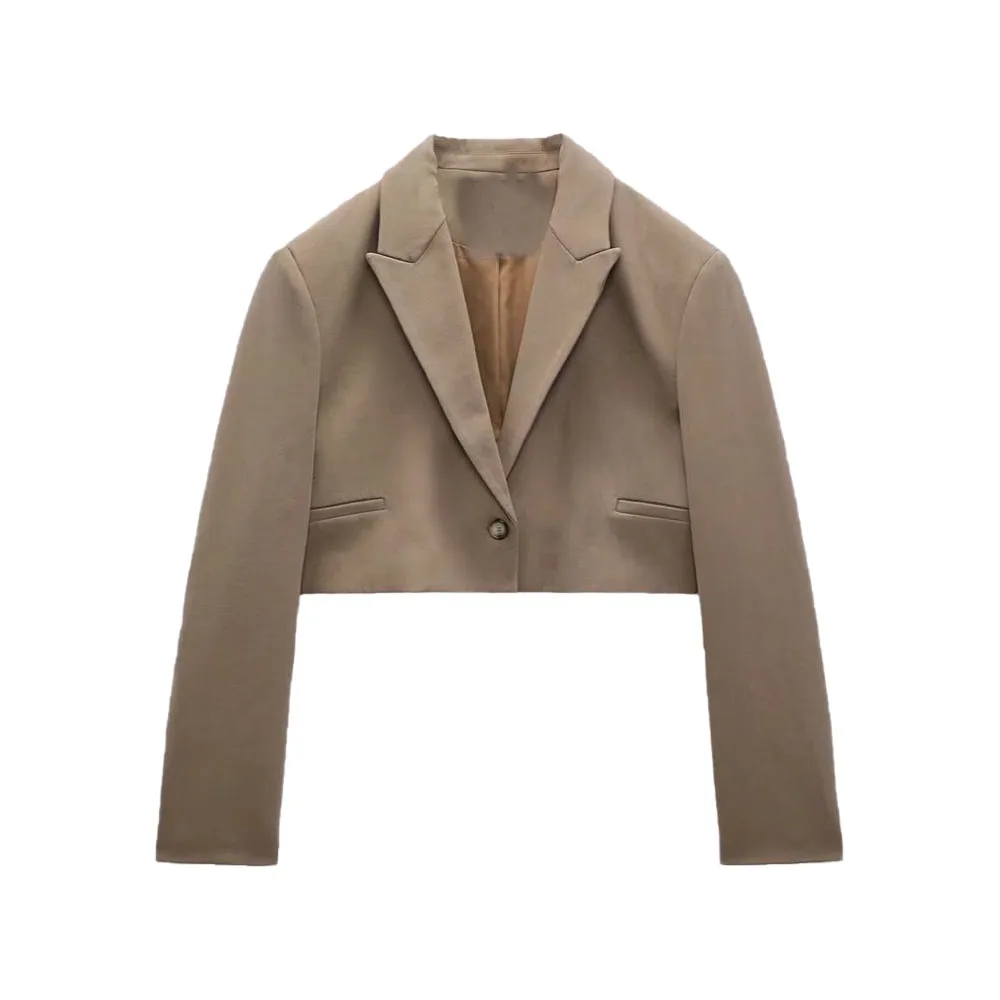 

Zach AiIsa high quality summer new women's fashion temperament lapel long sleeves one button casual straight short suit jacket