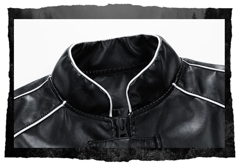 Description Picture 6 of itemMen Moto Biker Jacket Embroidered varsity Leather jacket oversized Faux Leather Coat Spring Autumn PU Windbreaker Racing Outwear