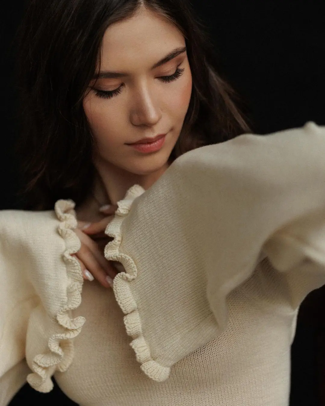 Ruffled Backless Knit Dress Solid Female Casual Lace-Up High Waist Long Sleeve Maxi Dress Knitwear Bandage Fashion Dress