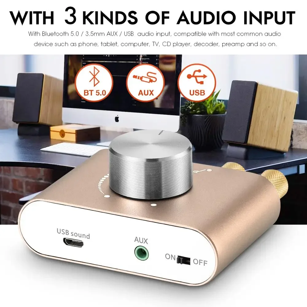 Nobsound Mini Bluetooth 5.0 HiFi TPA3116 Digital Amplifier Stereo Audio 2.0 Channel Sound Amplifiers 100W Power Amp