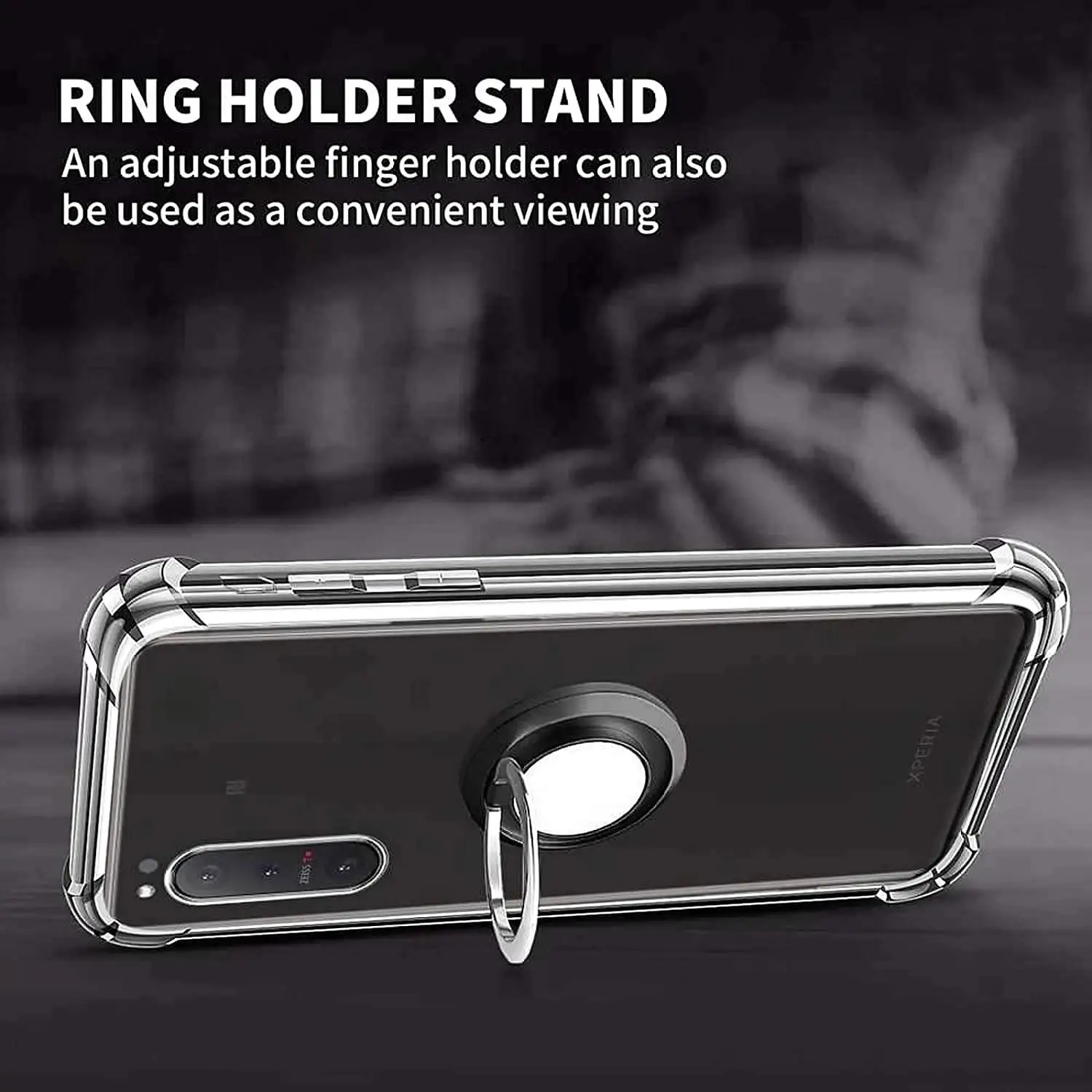 Clear Silicone Shockproof Case with Ring Holder and Airbag Protection