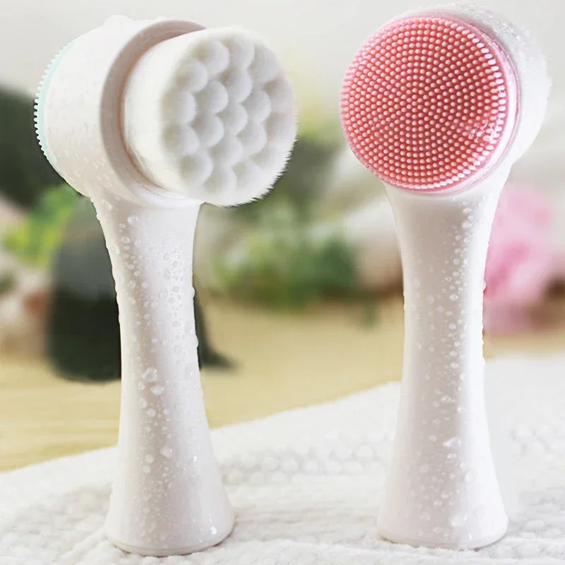 Facial cleansing brush double-sided blackhead removal product pore cleaner exfoliator face scrub