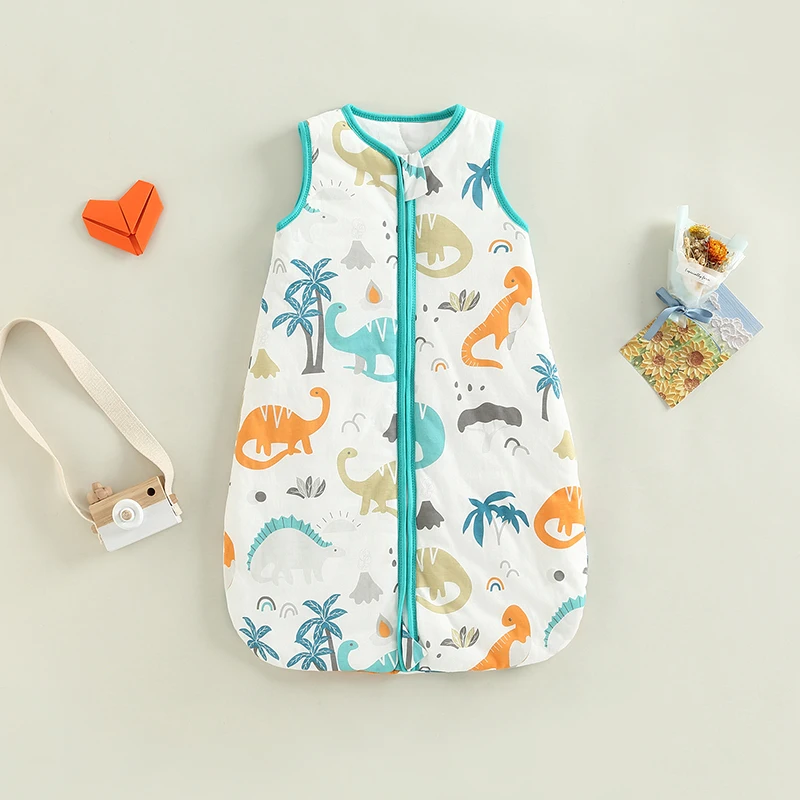 Infant Baby Boys Girls Sleeping Bag Cartoon Fox/Claus/Pony Pattern Sleeveless Zipper Swaddle Blanket Toddler Clothing