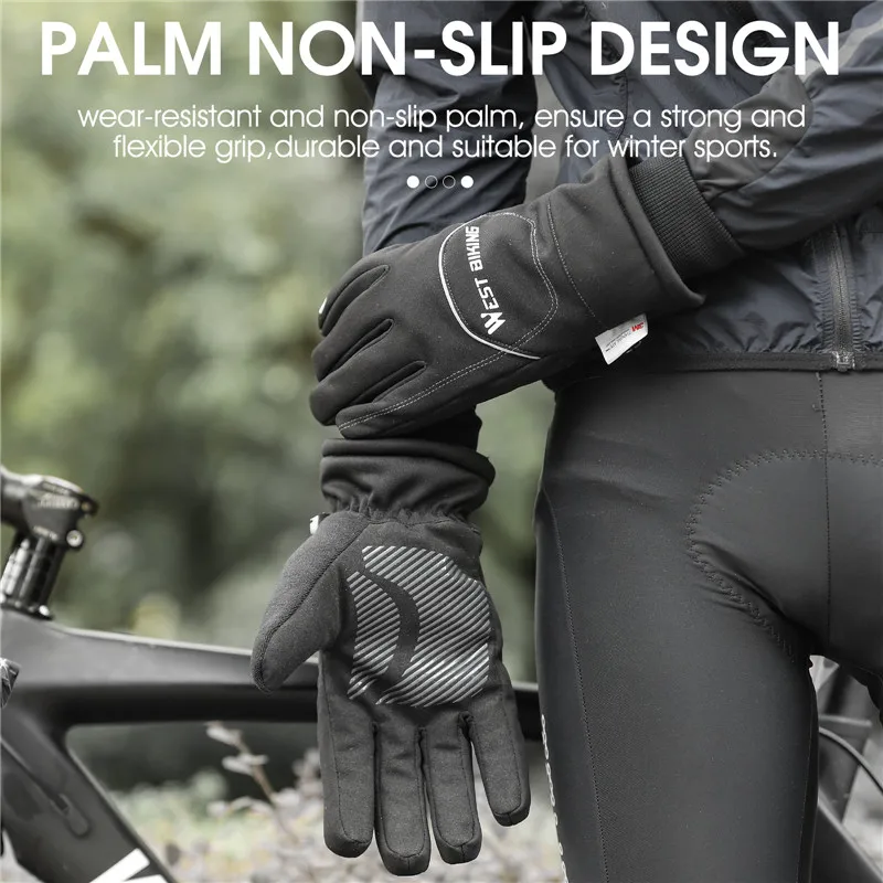 WEST BIKING guanti da uomo impermeabili invernali Touch Screen guanti da  ciclismo MTB guanti termici spessi in cotone sportivo da sci caldo antivento
