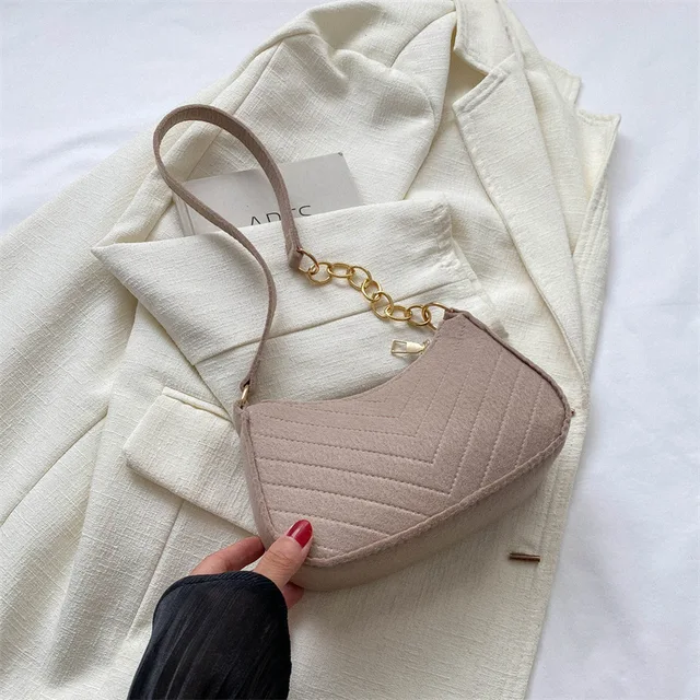Mini Shoulder Bags for Women Fashion Felt Women's Bag Design Advanced Underarm Handbags Beautiful Purses Crescent SaddleBag 2024 6