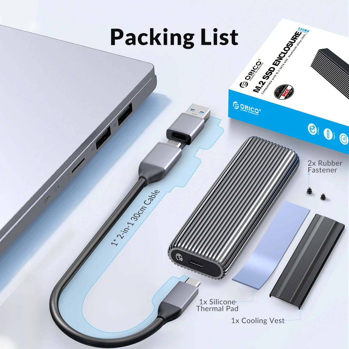 ORICO  ʿ  ˷̴ M2 NVMe SSD Ŭ, 10Gbps PCIe C Ÿ M.2 SSD ̽ NVMe M Ű ָ Ʈ ̺ ̽  UASP