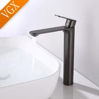 VGX ก๊อกน้ําห้องน้ําอ่างล้างหน้าสูงอ่างล้างจานสูงก๊อกน้ํา Gourmet อ่างล้างหน้าก๊อกน้ําแตะร้อนเย็น Tapware Crane ทองเหลืองสีดําทอง 3