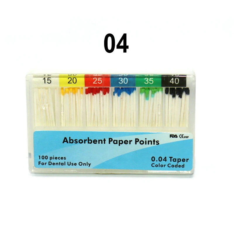 

100pcs/Pack 04 Taper Dental Absorbent Paper Points 15-40# Dental Cleaning Root Canal Materials for Endodontics Treatment