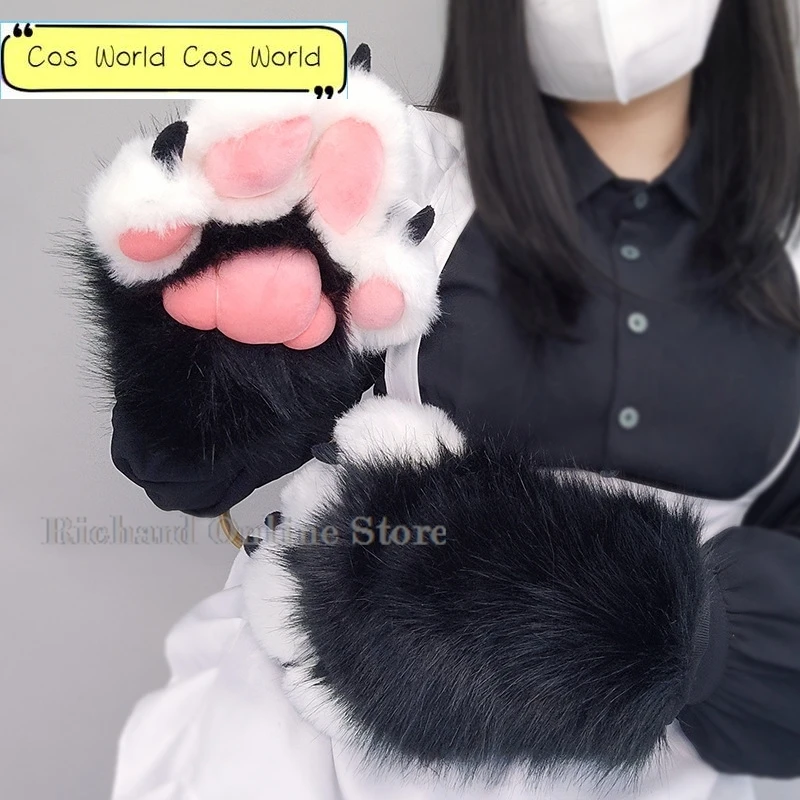 

Fursuit Furry Paws Fluffy Puppy Series Animal Gloves Acessories Cute Anime Cosplay Fullset Tail Halloween Party Furry Suit
