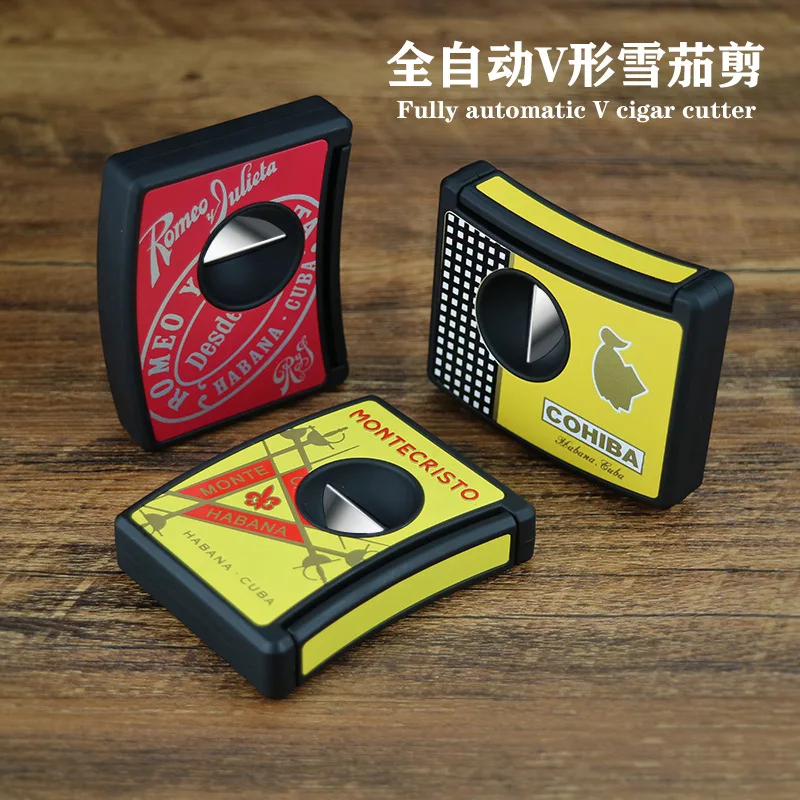 

Автоматические V-образные гладкие и Острые Ножницы для сигар, портативные ножницы из нержавеющей стали, подарочная упаковка