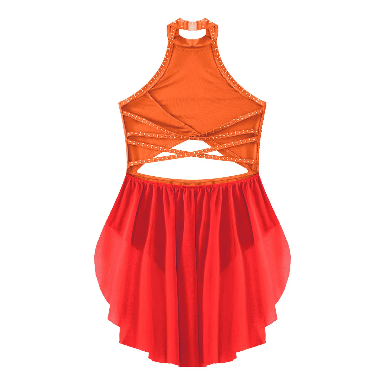 Sleeveless Modern Lyrical Dance Dress For Girls Kids Ballet Tutu Gymnastics Leotard Bodysuit Figure Skating Performance Costume ballet leotard dance leotard tutu skirt