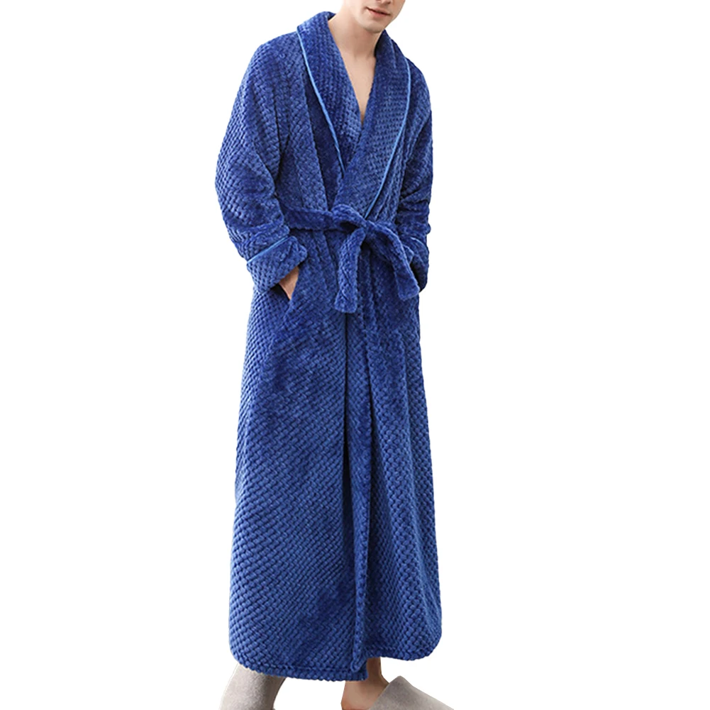 

Thick and Comfortable Men's Pajamas Bathrobe Soft Sleepwear Nightgown Large Size Royal Blue/Gray/White/Navy Blue/Claret