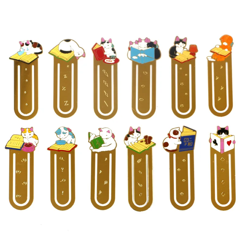 Kawaii Cats Bookmarks Metal Notebook Journal Planner Clips Cute Book Page Holder Korean Stationery Reading Tools Office Supplies metal bookmark,bookmark page holder,animal bookmark,bookmarks stationery supplies,bookmark holder