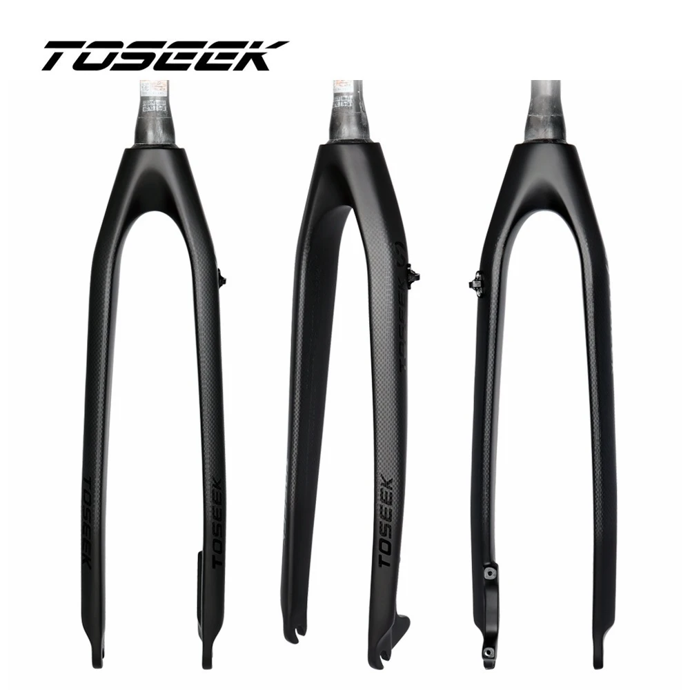 Toseek Bicycle Mtb Fork Carbon Fiber Hard Forks Bike Mountain Parts Tapered 11/8"11/2" Fit