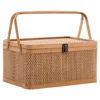 1Pc Bamboo Basket Woven Storage Kitchen Shopping Harvesting Container Dry Goods Household Gardening Baskets Handheld Fruits Egg 6