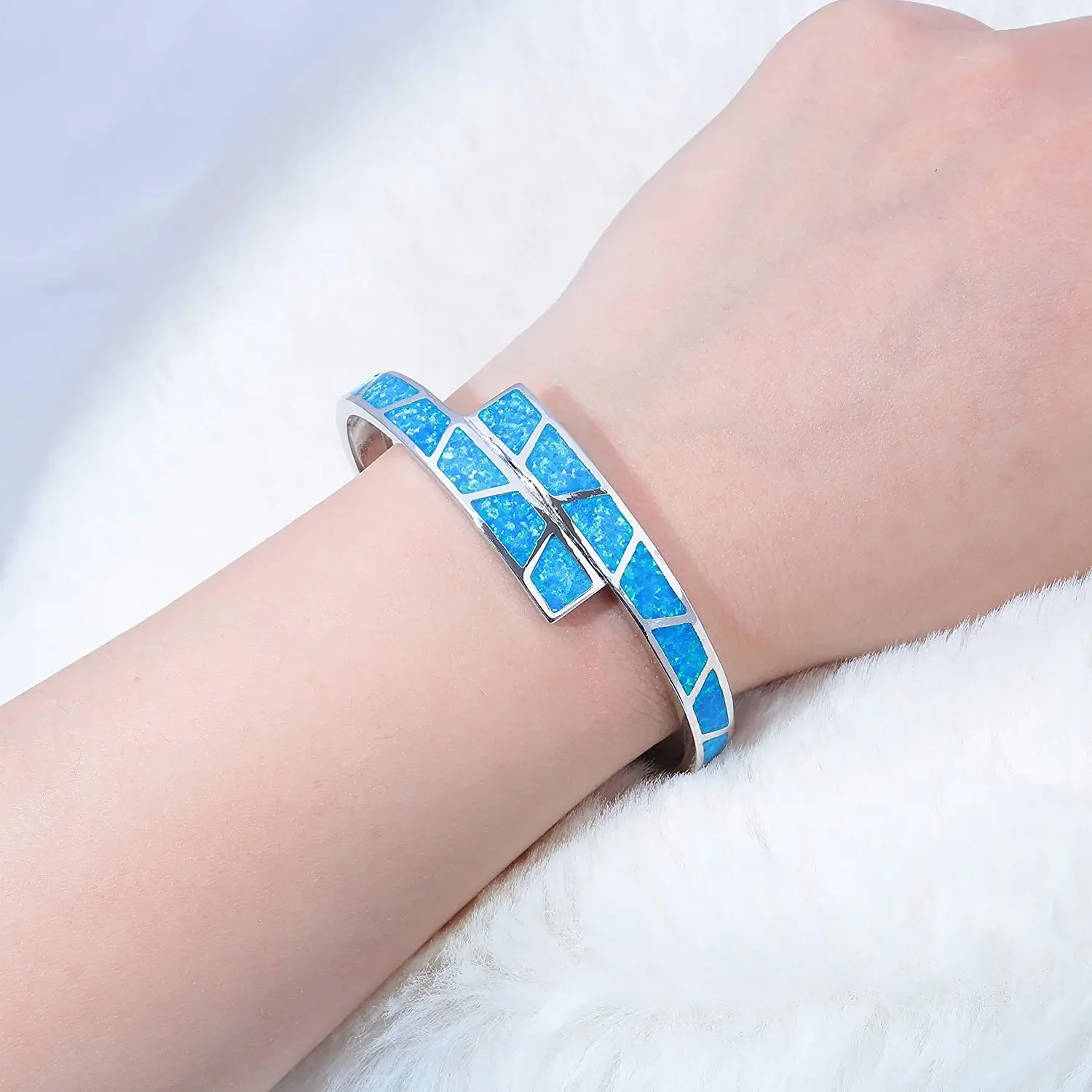 JLZ-007  Distinctive Blue Opal Bracelets & Bangles for Women in Jewelry OL Style Party Accessories 5