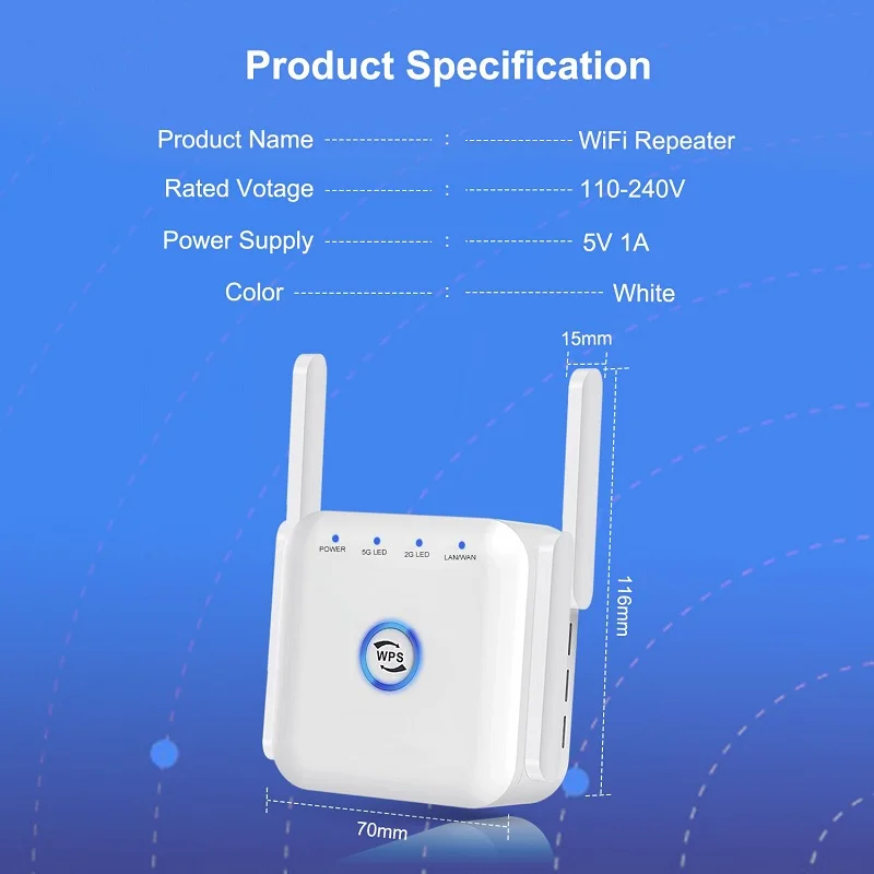 Répéteur WiFi 300Mbps - Extendeur De Signal Longue Portée, Prise Murale Française - Neuf, Blanc