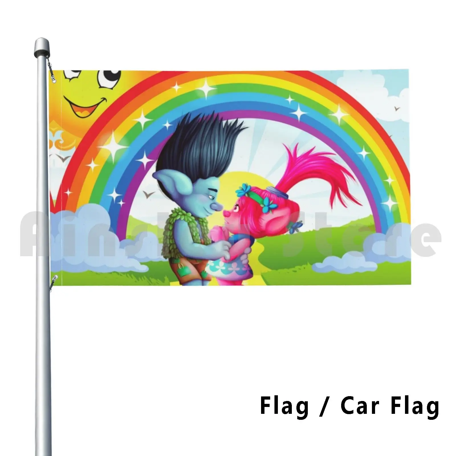 Trolls The Beat Goes On Poppy And Branch Kiss Outdoor Decor Flag Car Flag Trolls The Beat Goes On Branch Trolls The Beat Go On