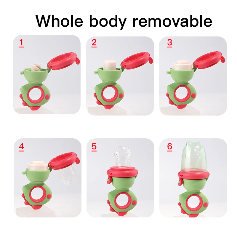 Rotating Push-type Food Grade Silicone Fruit and Vegetable Feeder For Infants Dinosaur Shape Toddlers Supplementary Food