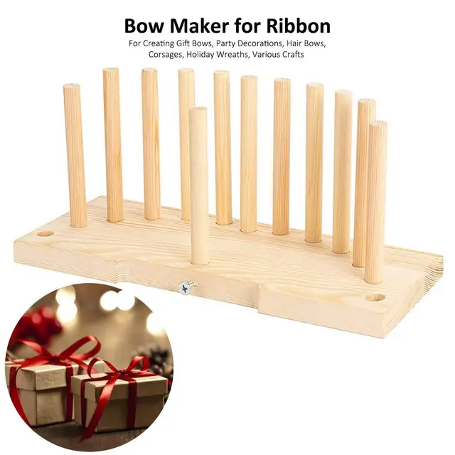 Bow Maker for Ribbon Wreaths, Double Sided Wooden Bow Making Tool for  Crafts Hair Bow Makers Decoration for DIY Christmas Holiday Gift