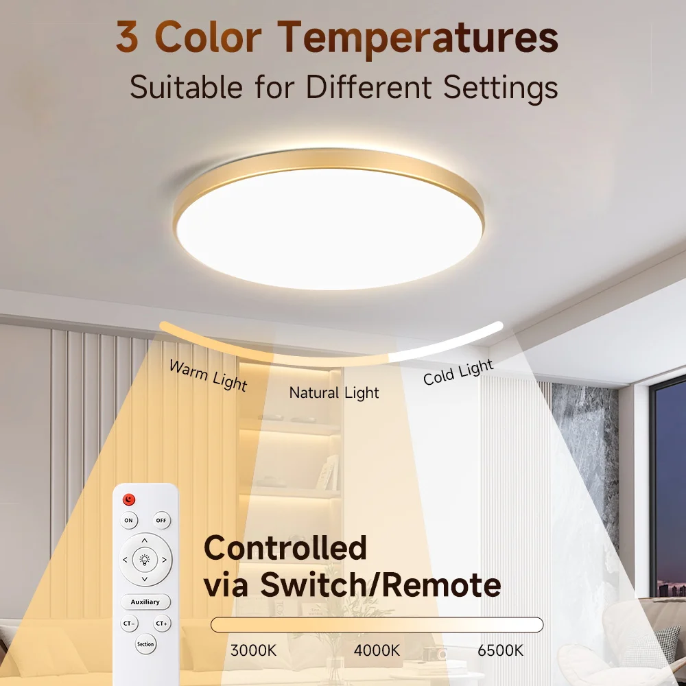 Enhanced Multicolor Dimmable LED Ceiling Lamp with Remote Control